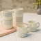 Cream Blue Ziggy Tea Cup Set of 6 - The Earth Store - Tea Cups